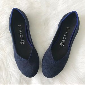 Retired Rothy’s Navy Blue Heather Knit Flats Sz 9